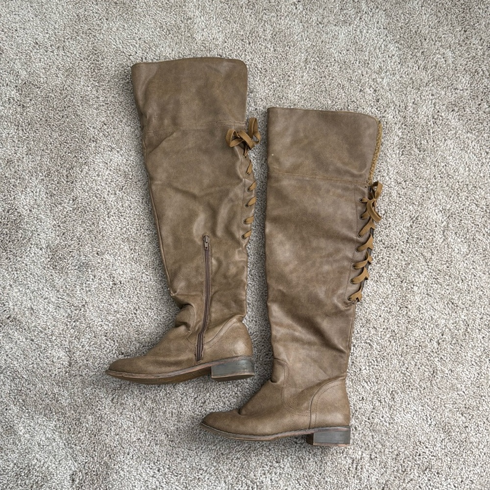 Olivia Miller Over the Knee Faux Leather Boots